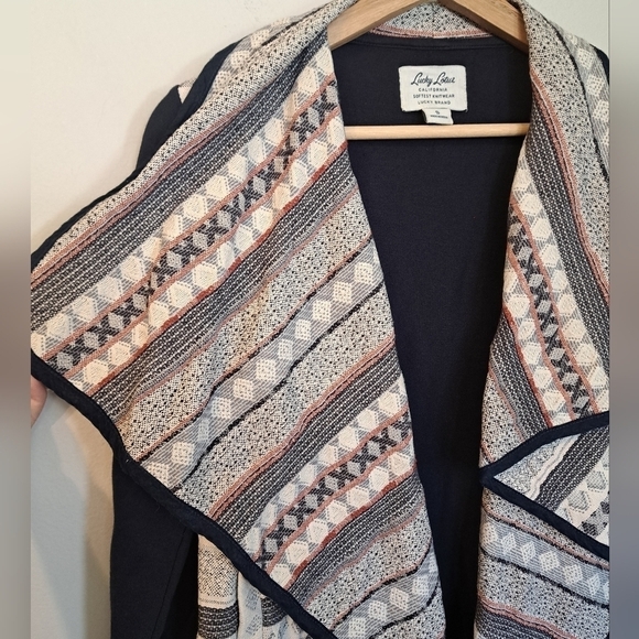 LUCKY Brand Lucky Lotus Women's Open Blanket Front Cardigan Sweater Size Small - Picture 2 of 4